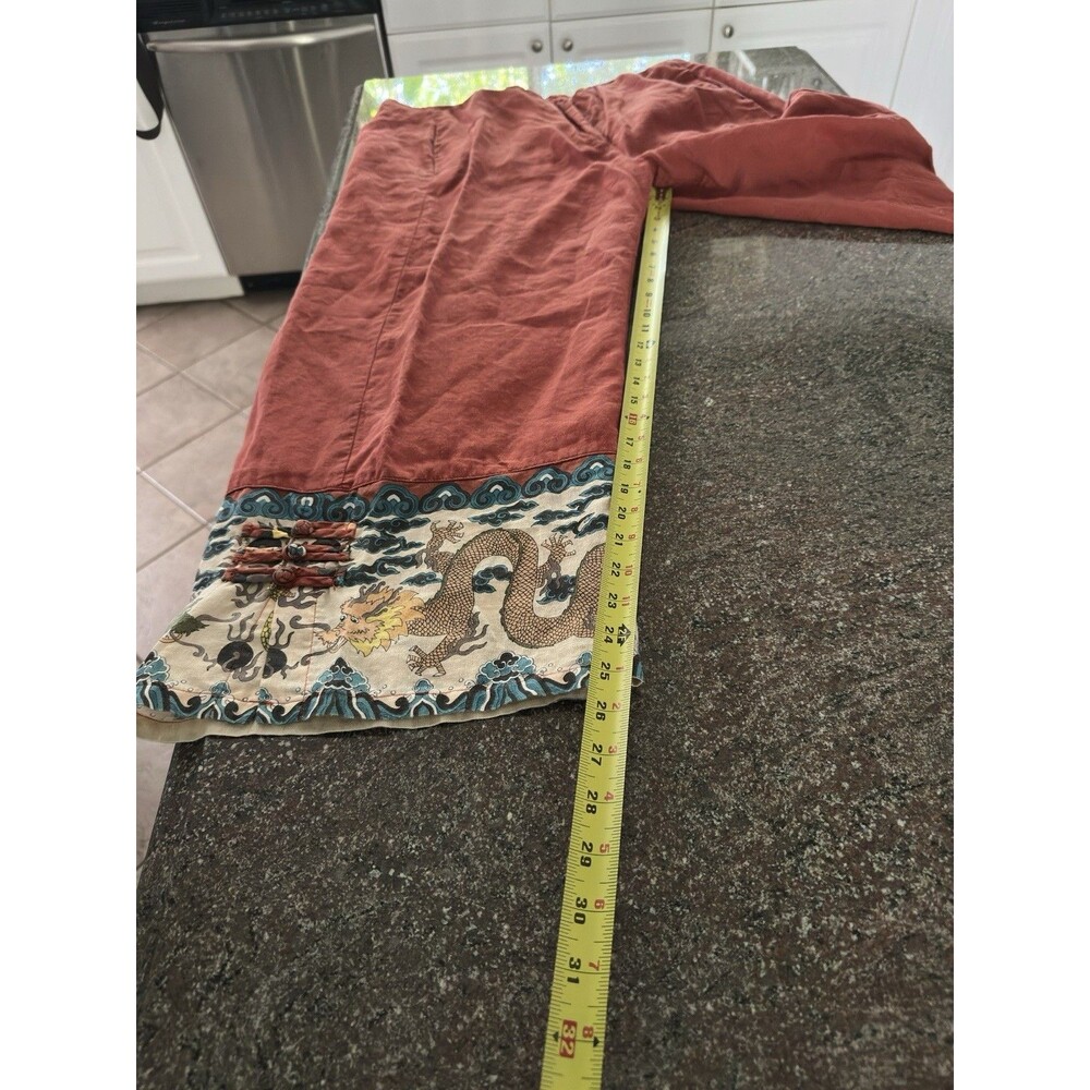 Citron Santa Monica  XL 100% Line Cropped Printed Trim Pants Pull On button zipp - Picture 8 of 14